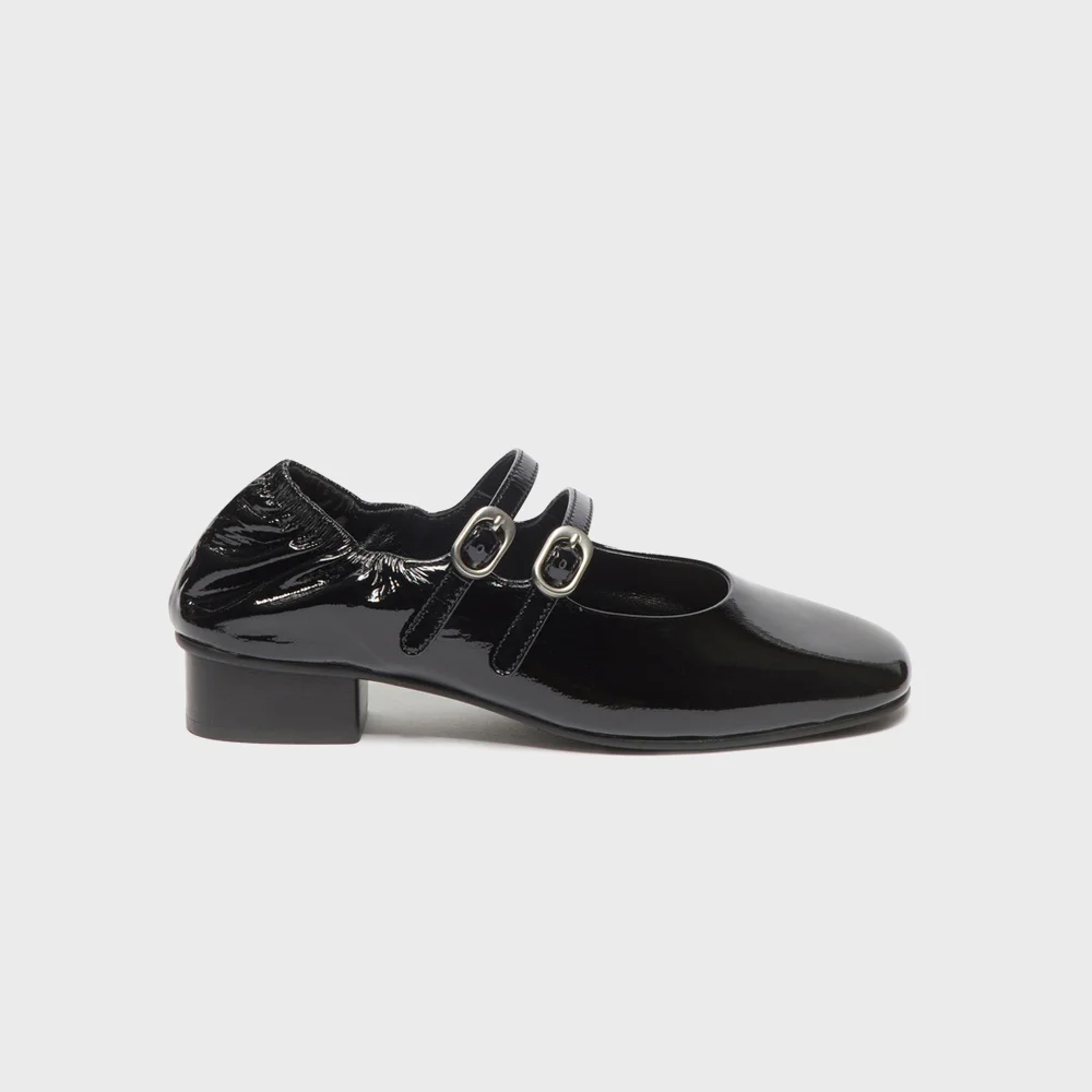 Shirred maryjane flats(black)_DG1DA26503BLK