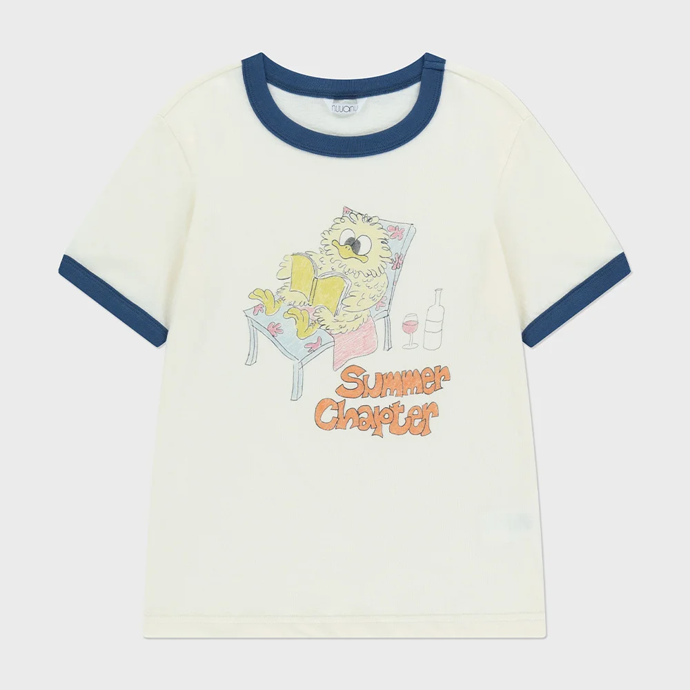 Bookworm Ringer Tee_Cream