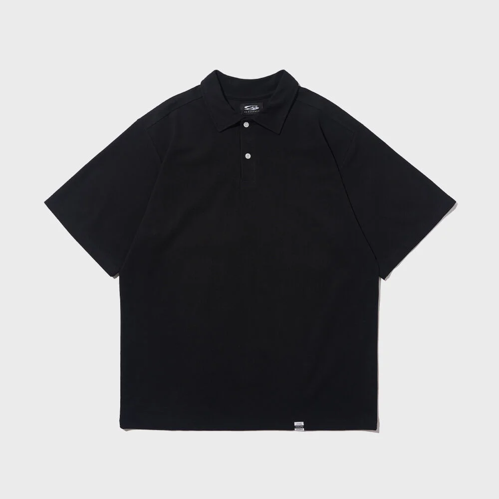 SORONA BASIC COLLAR SHORT-SLEEVE (BLACK)