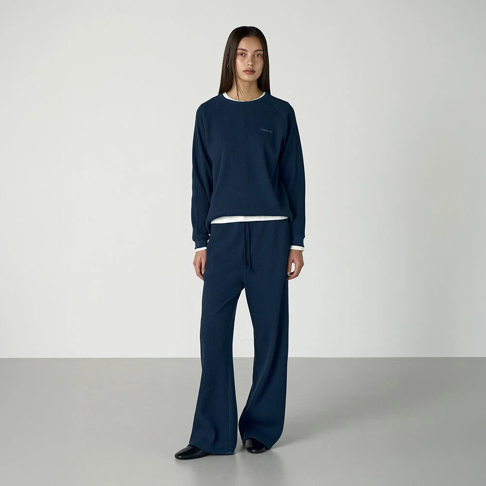 (W)WAFFLE LOUNGE PANTS (NAVY)