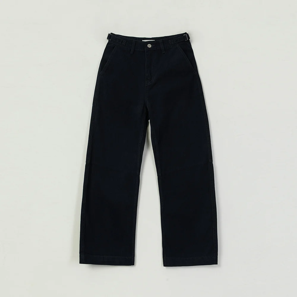 HEIDI PEACH SKIN COTTON PANTS_NAVY