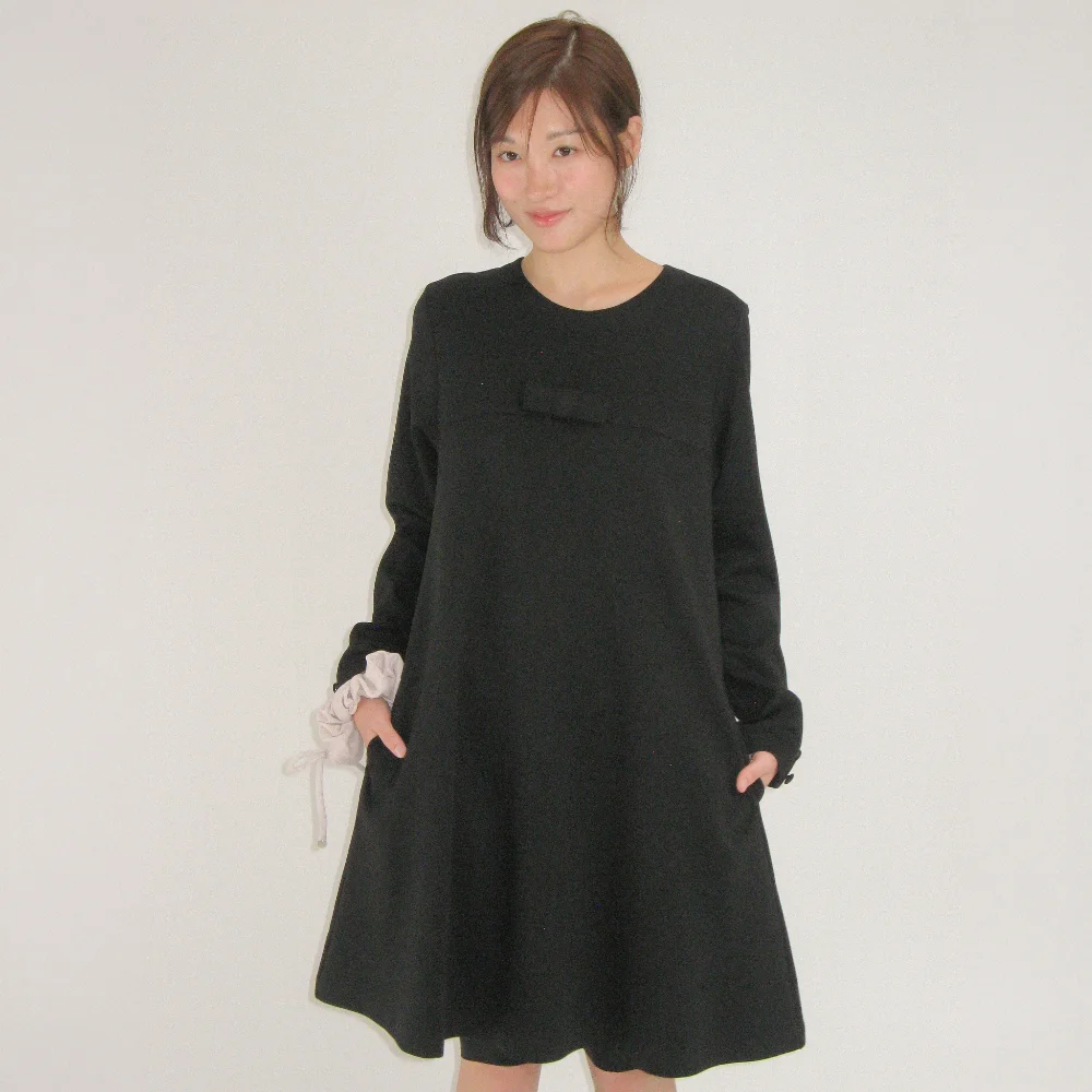 REVERSIBLE RIBBON DRESS BLACK