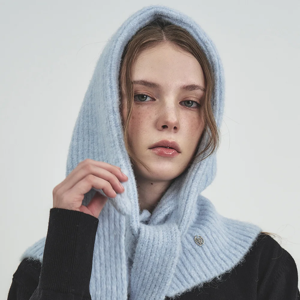 Warm wool fog hooded knit balaclava_sky blue.HAL001