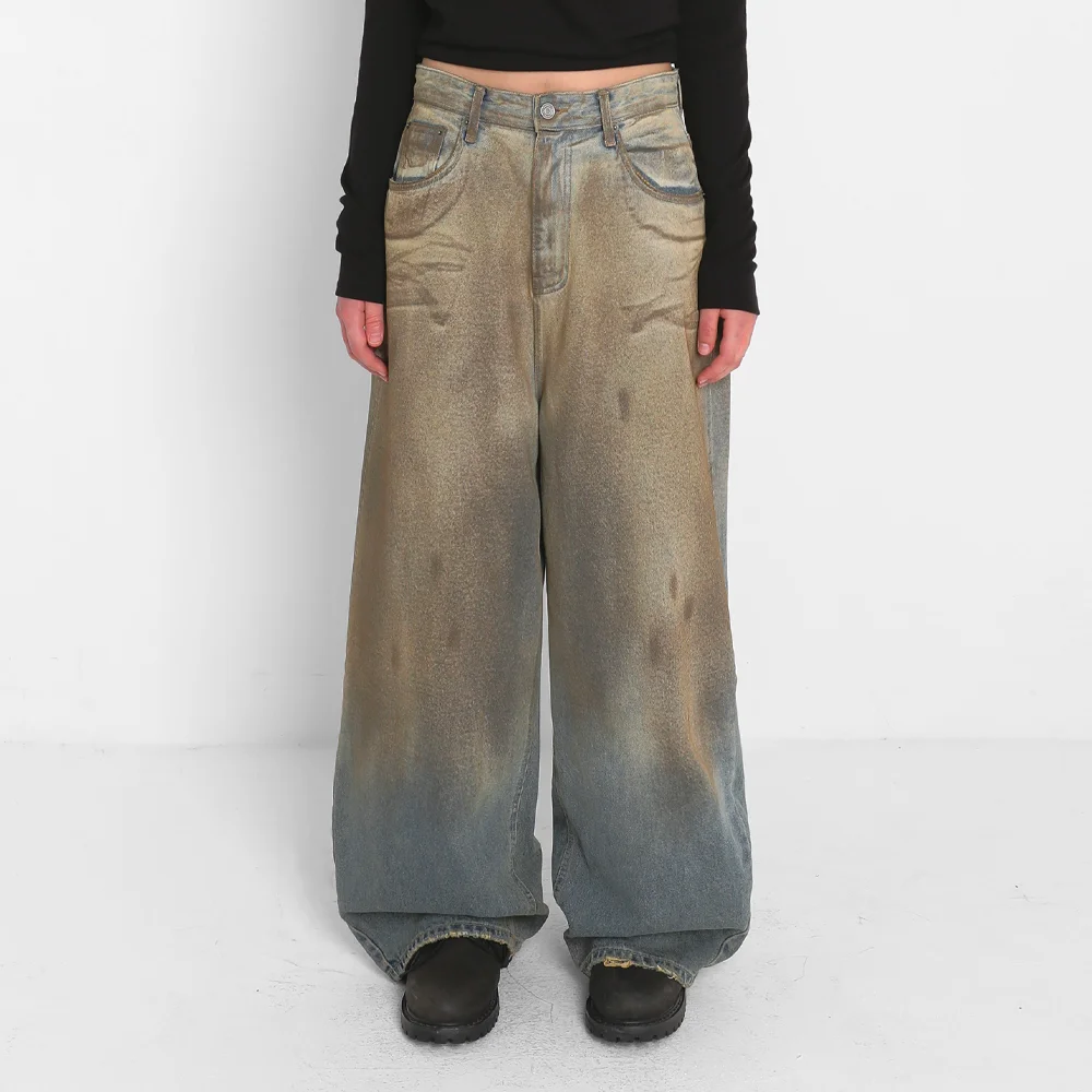WASHED WIDE DENIM PANTS_MID BLUE