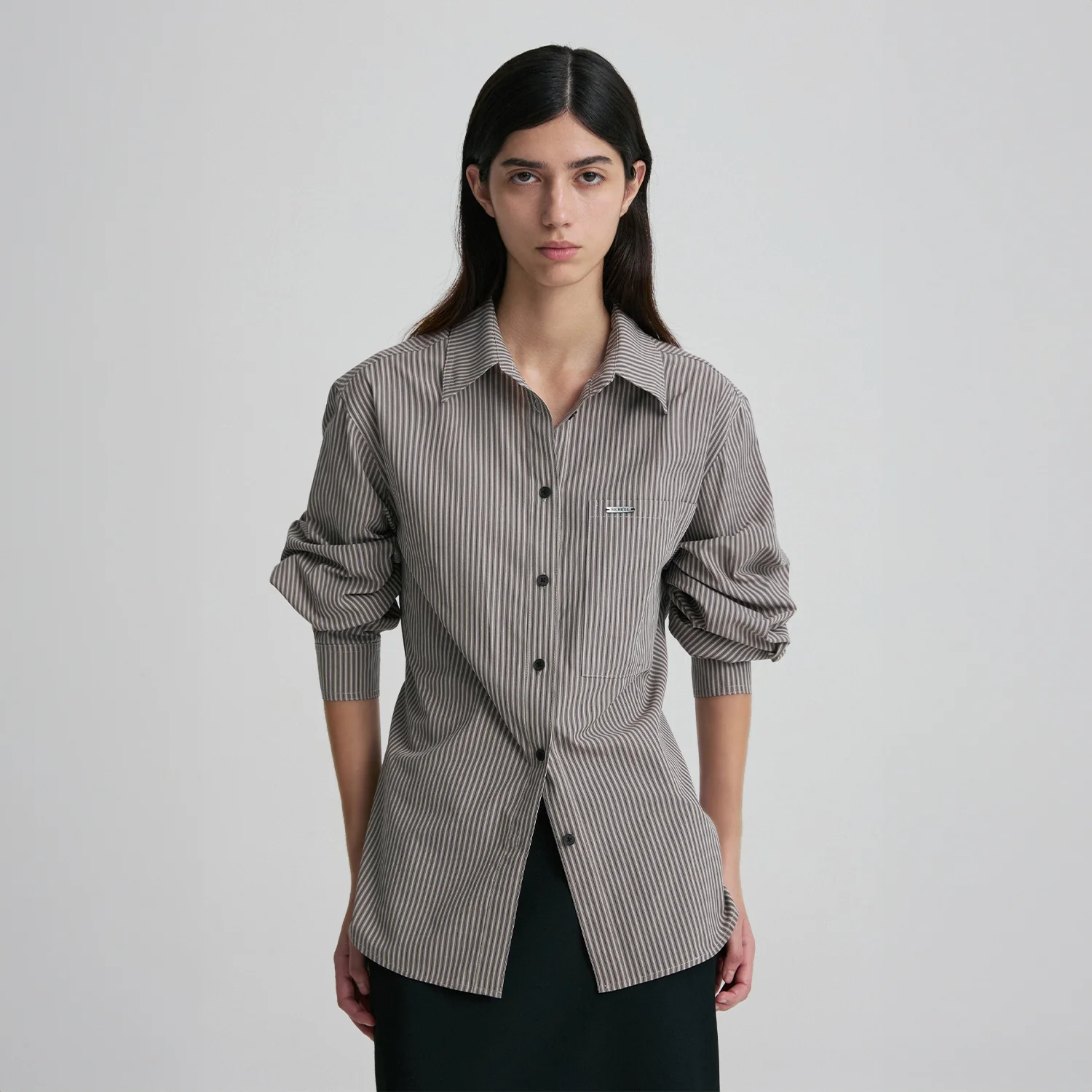 WAIST-TIE STRIPED SHIRT