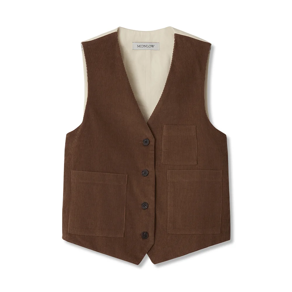 Corduroy Pocket Vest (Camel)