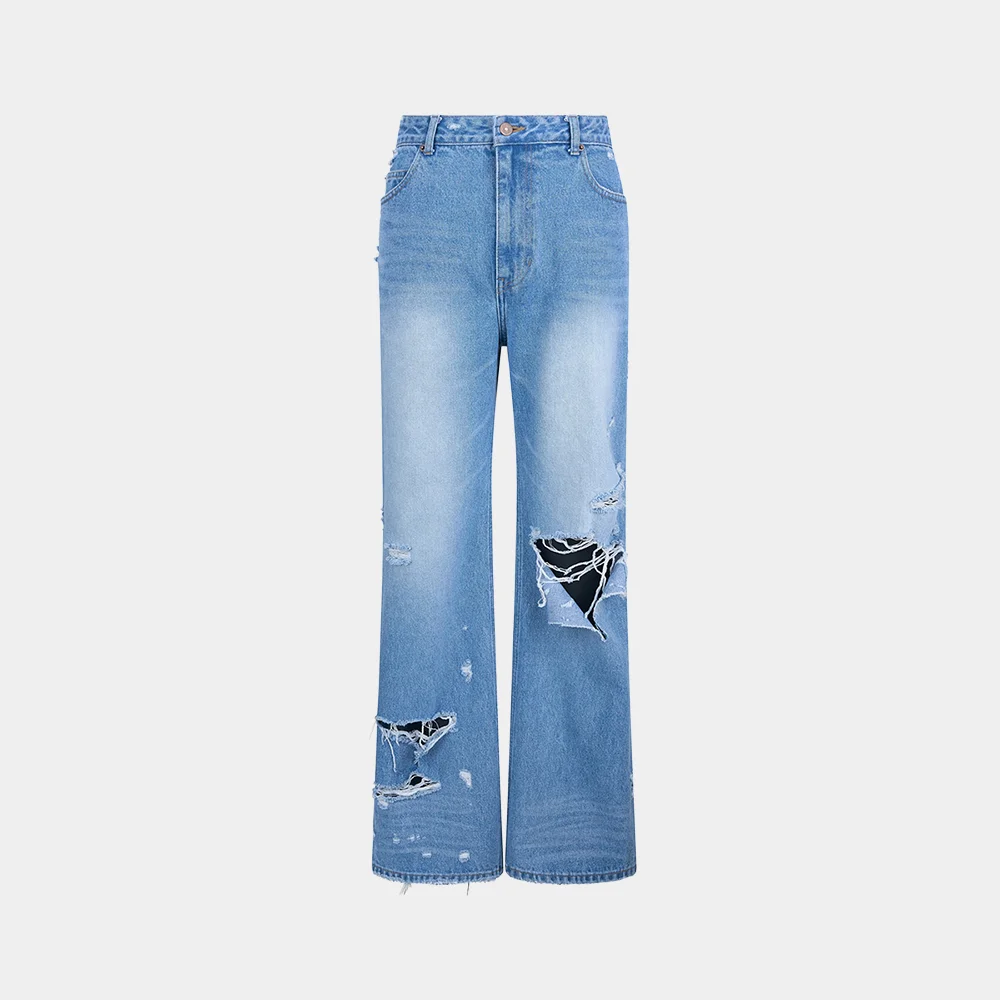 (M) REBELLION DESTROYED JEANS - BLUE