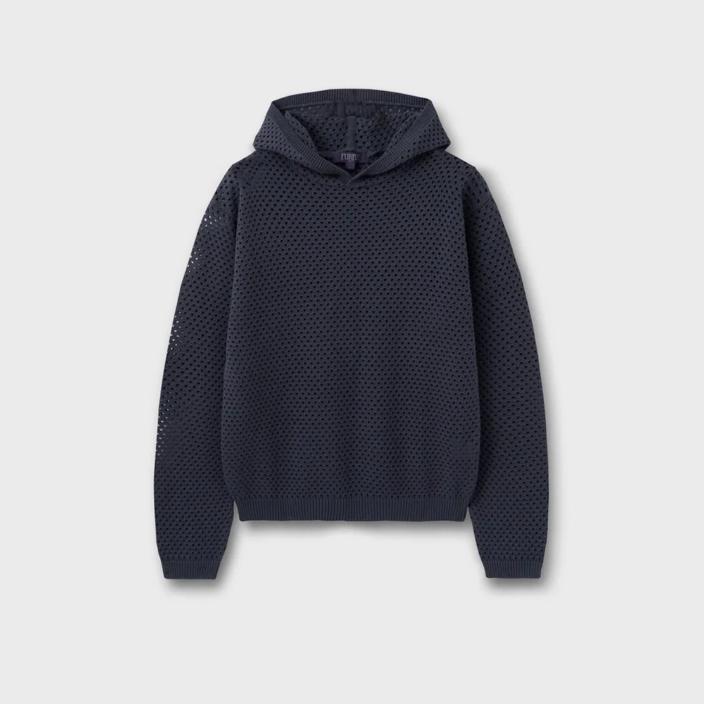 PUNCHING NET HOODED KNIT VIOLET GREY