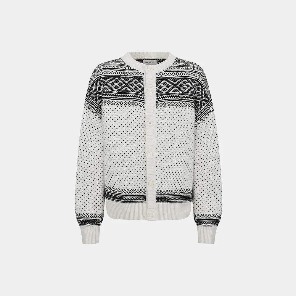 (M) NORDIC WOOL-BLEND KNIT CARDIGAN - IVORY