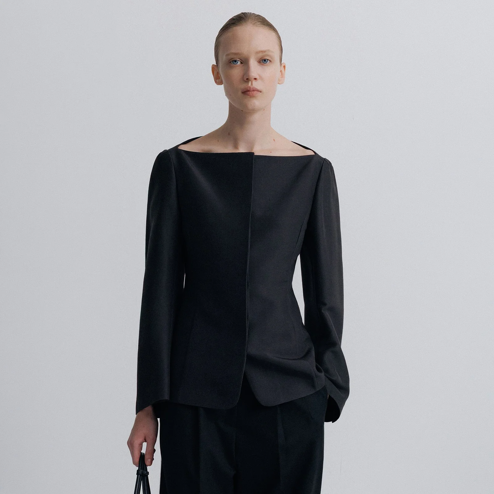 Linnea Wool Silk Blouse Coal