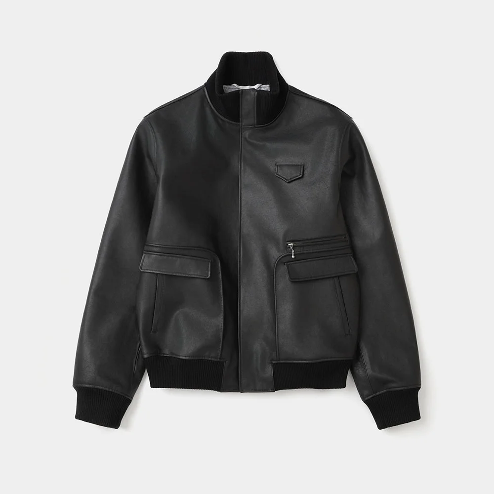HIGH NECK LEATHER JACKET