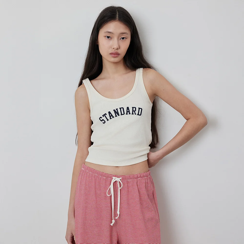 Standard Embroidery Sleeveless_TOP_Cream