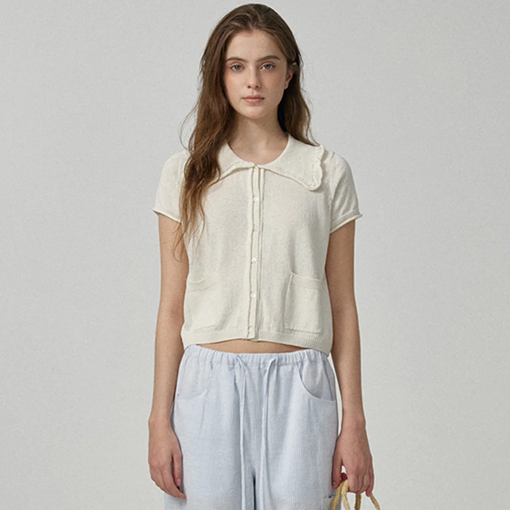 Ivy Half Collar Knit Cardigan_Cream