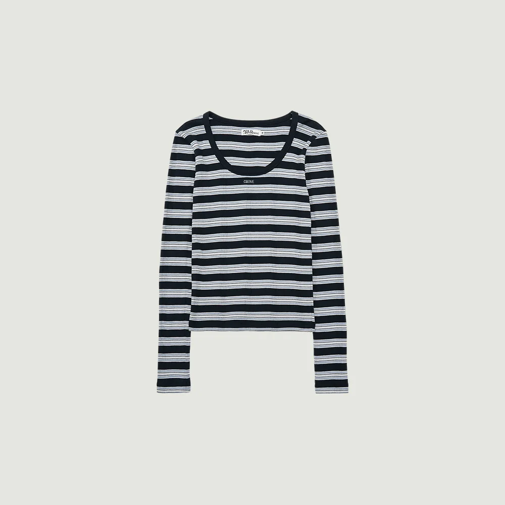 NANCY STRIPE L/S T-SHIRT (NAVY)