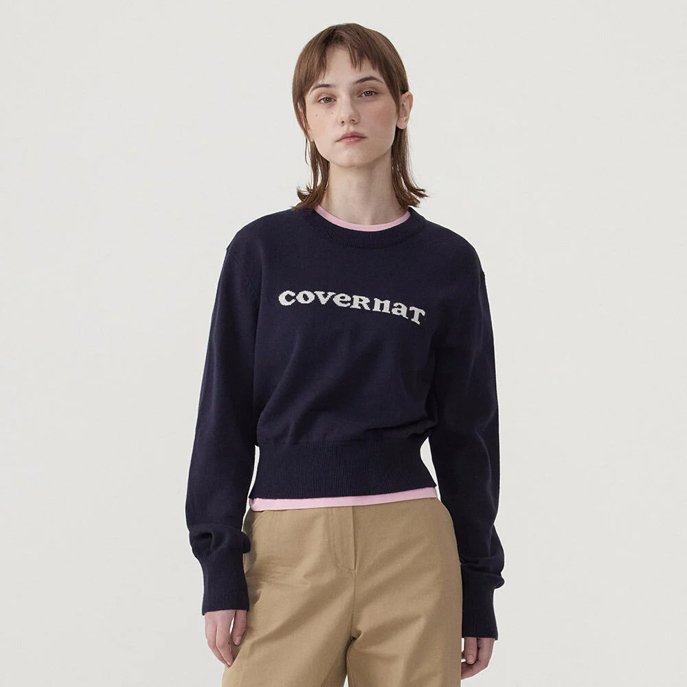女裝 Cooper Logo 圓領 針織衫 Navy