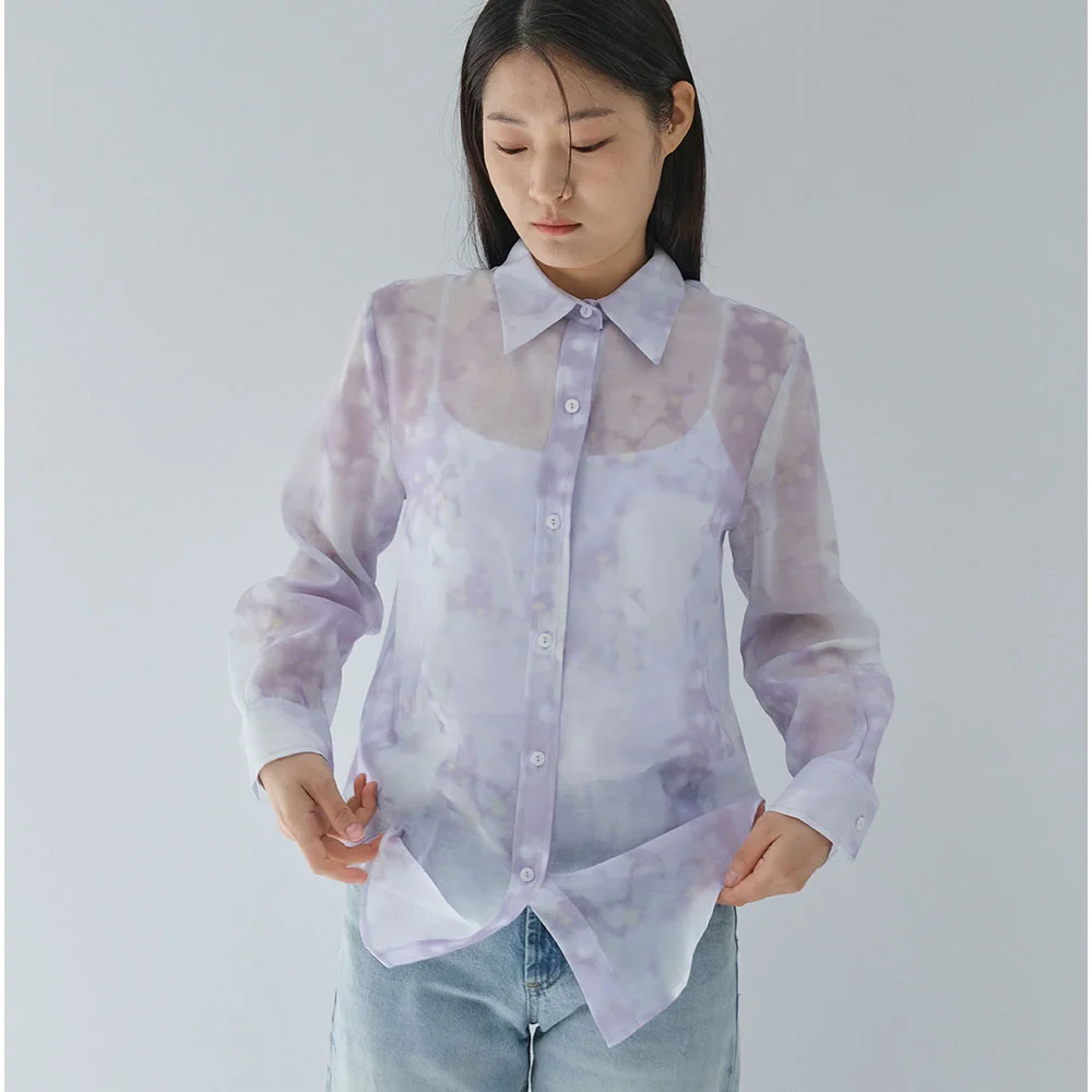 Sheer print over shirts - Purple