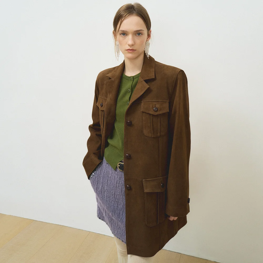 Soboro nubuck coat Espresso brown