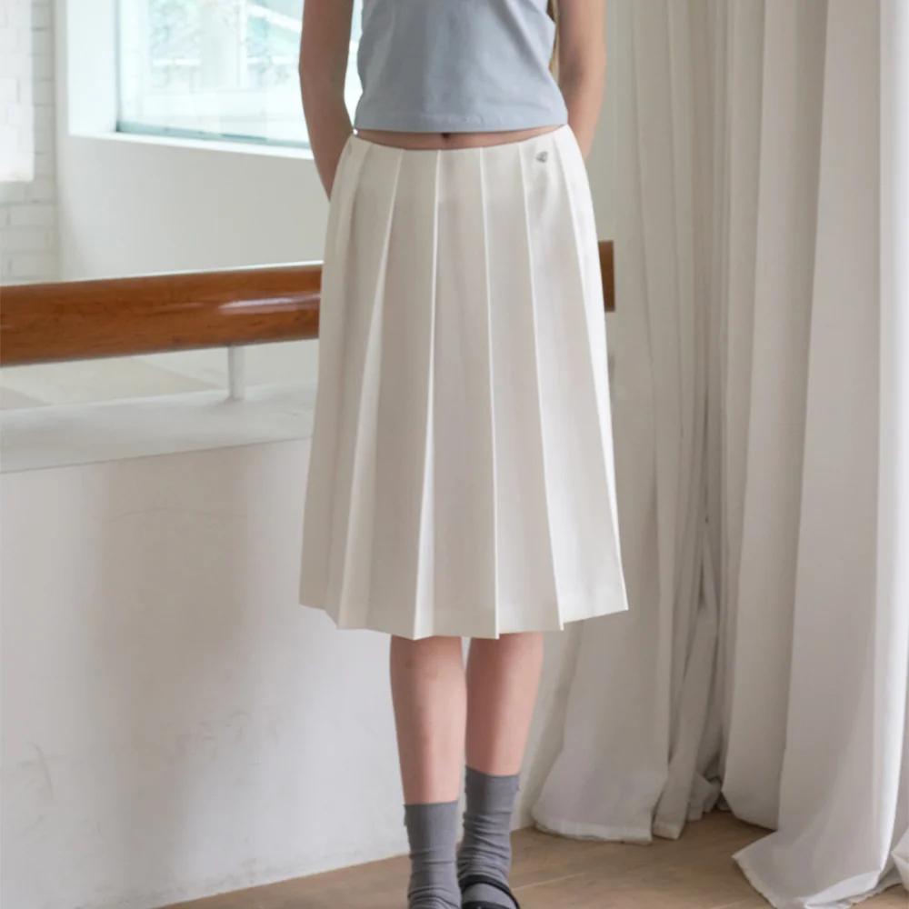 Classic Soft Pleats Skirt_White