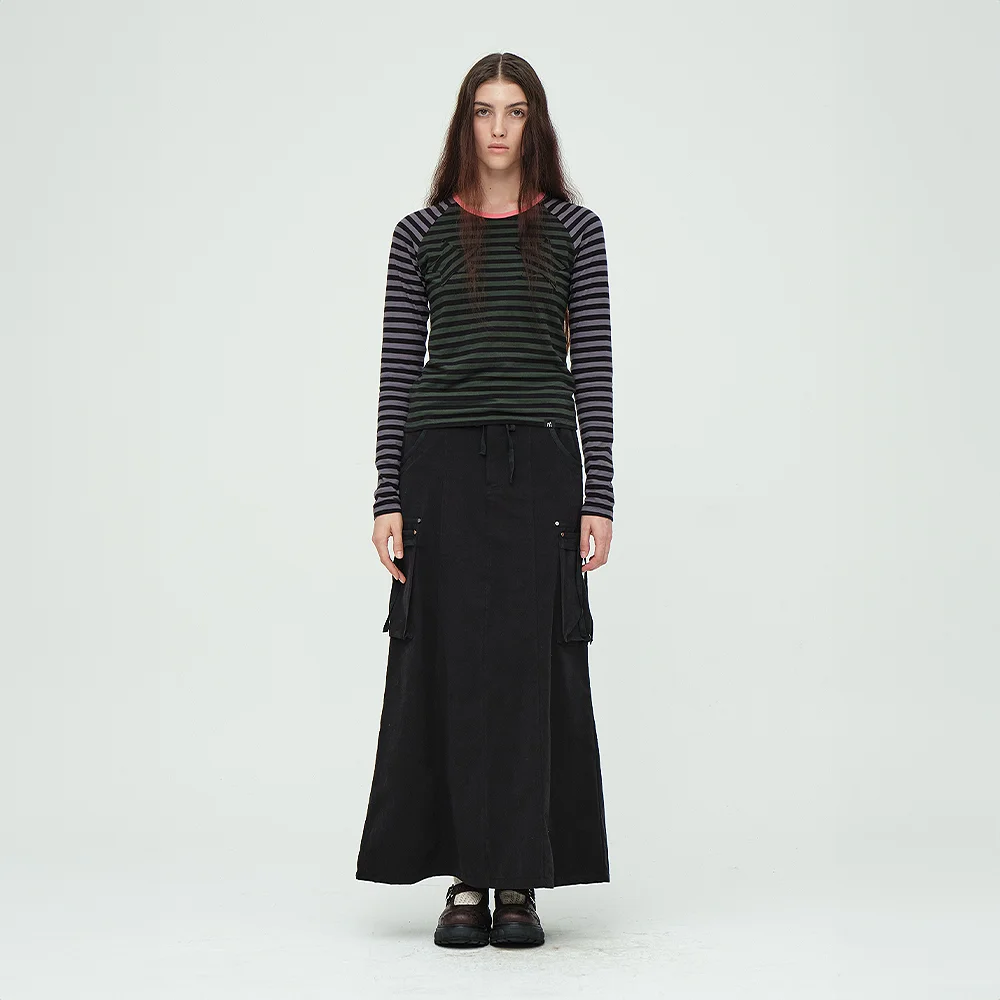 DRAW STRING LONG SKIRT_black