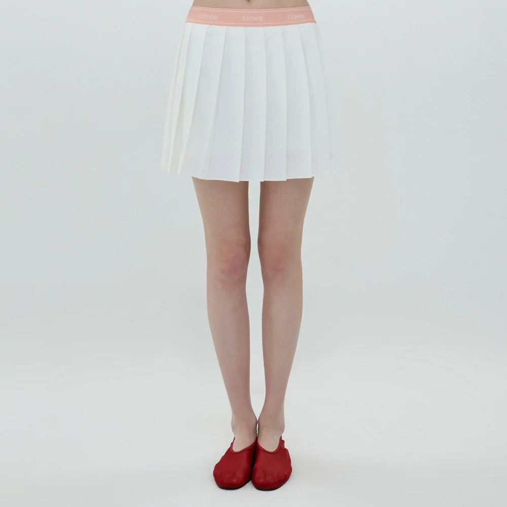 Light Mesh Pleated Skirt (White)