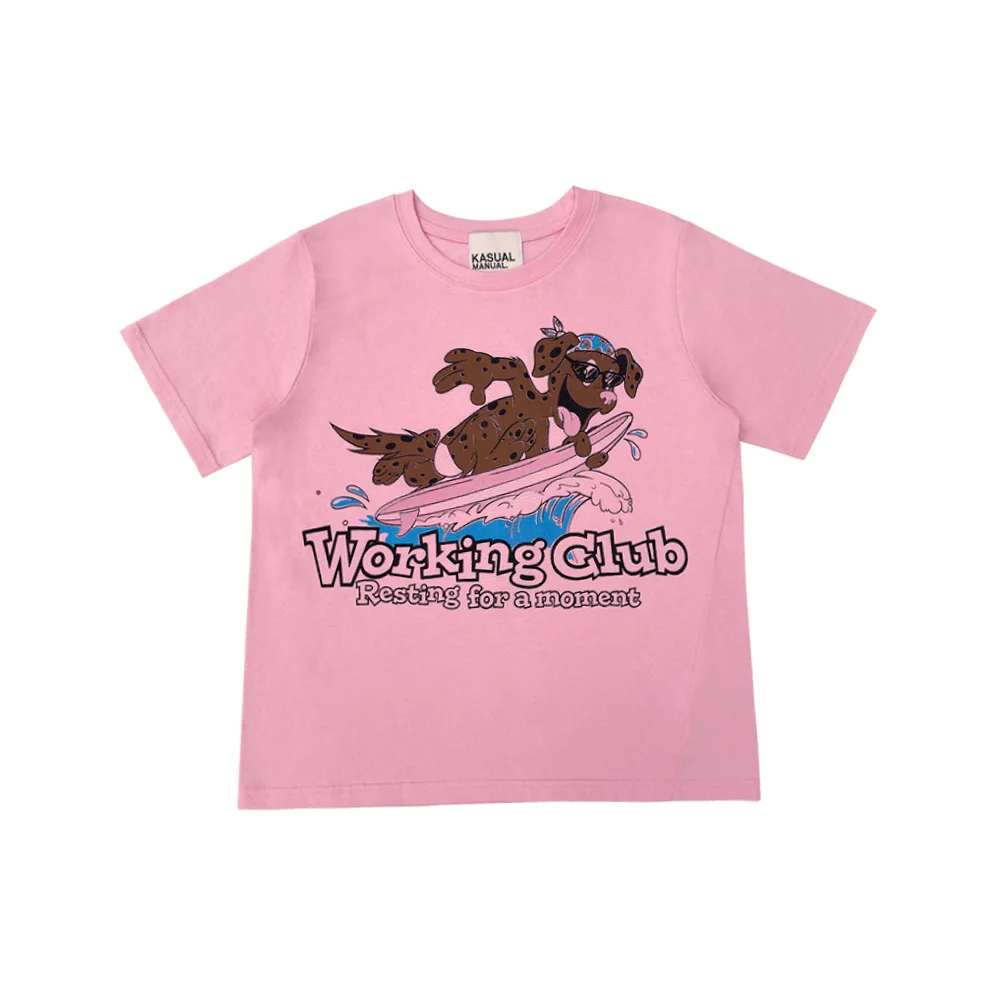 Surfing Dog T-shirt-Soft Pink