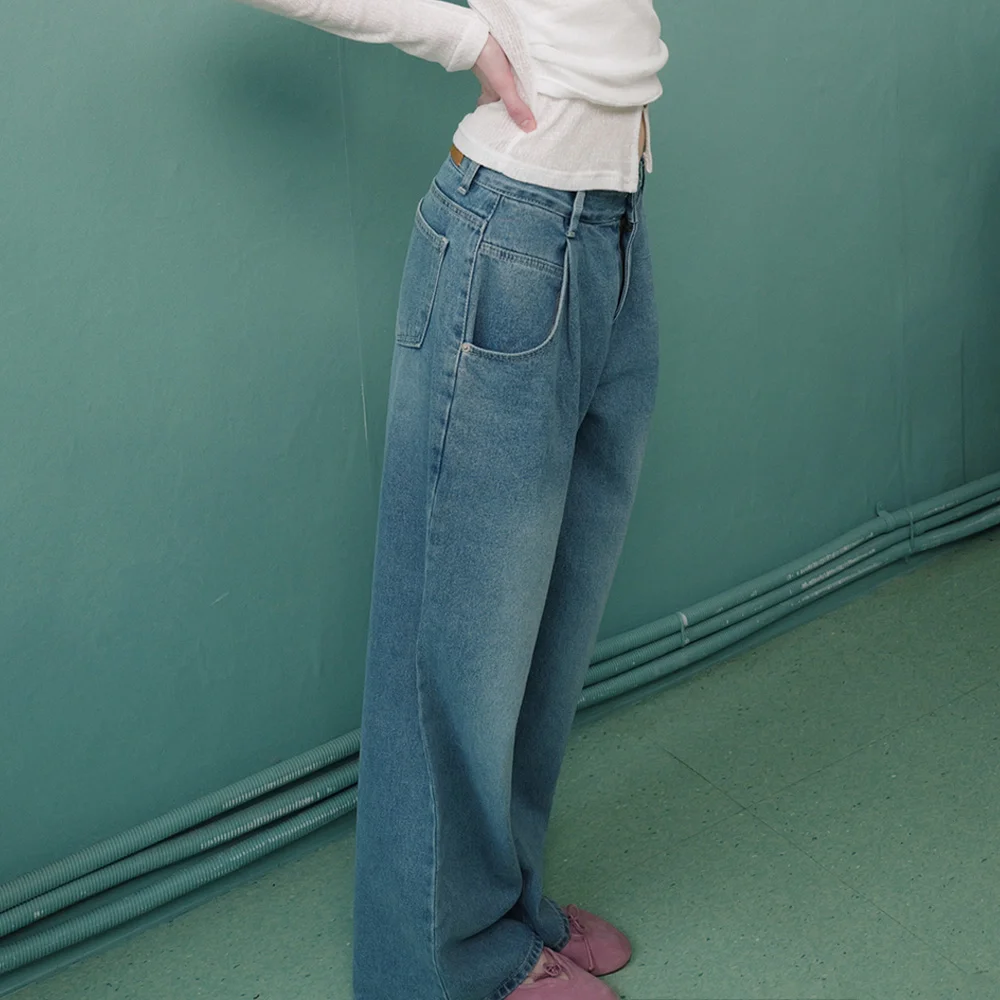 Lucy 細褶 寬鬆 牛仔 牛仔褲_Lucy Jeans