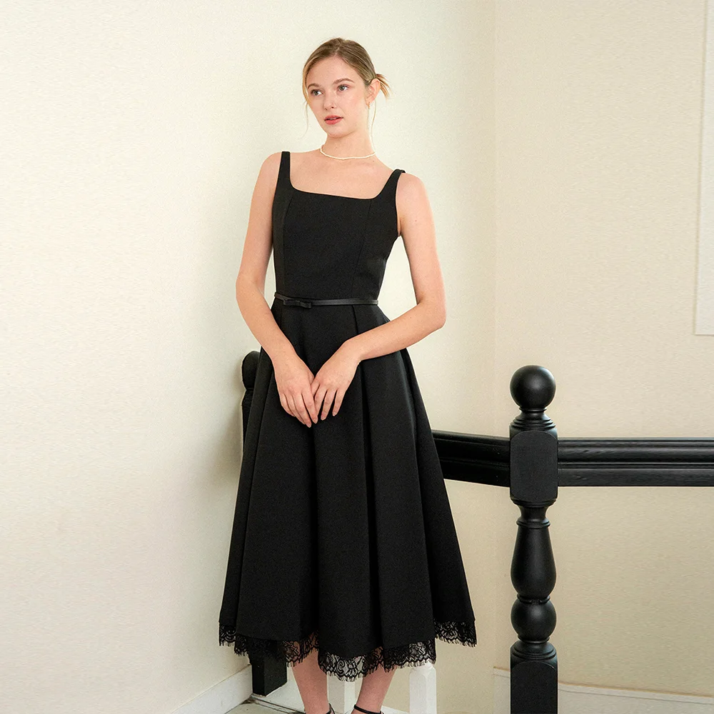 Lace Layered Flare Dress / Black(2color)