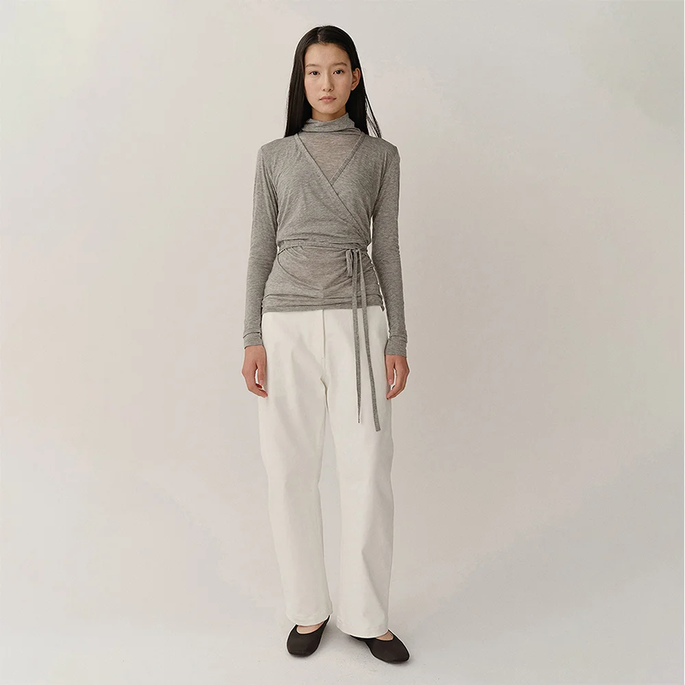 Wool Jersey Cardigan Melange Gray