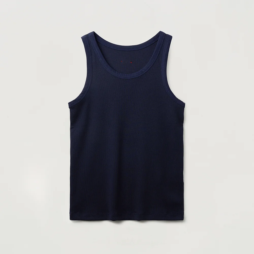 Label ribbed sleeveless top_navy