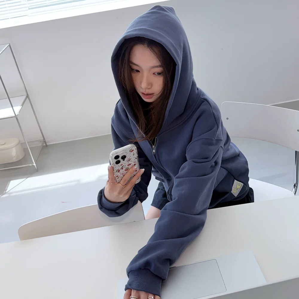 CEC LABEL ZIP-UP HOODIE (BLUE)
