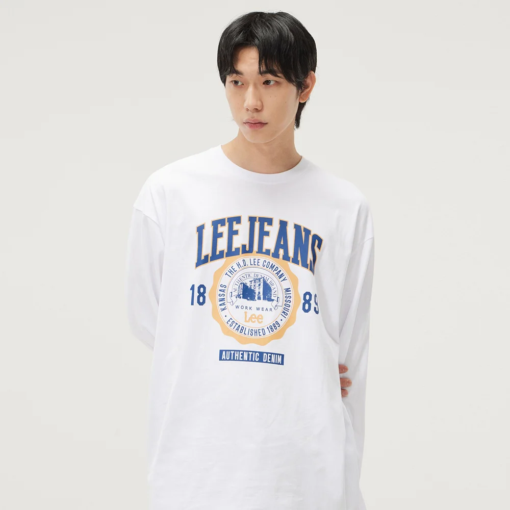 Lee 牛仔褲 圖案 長袖 T恤 白色