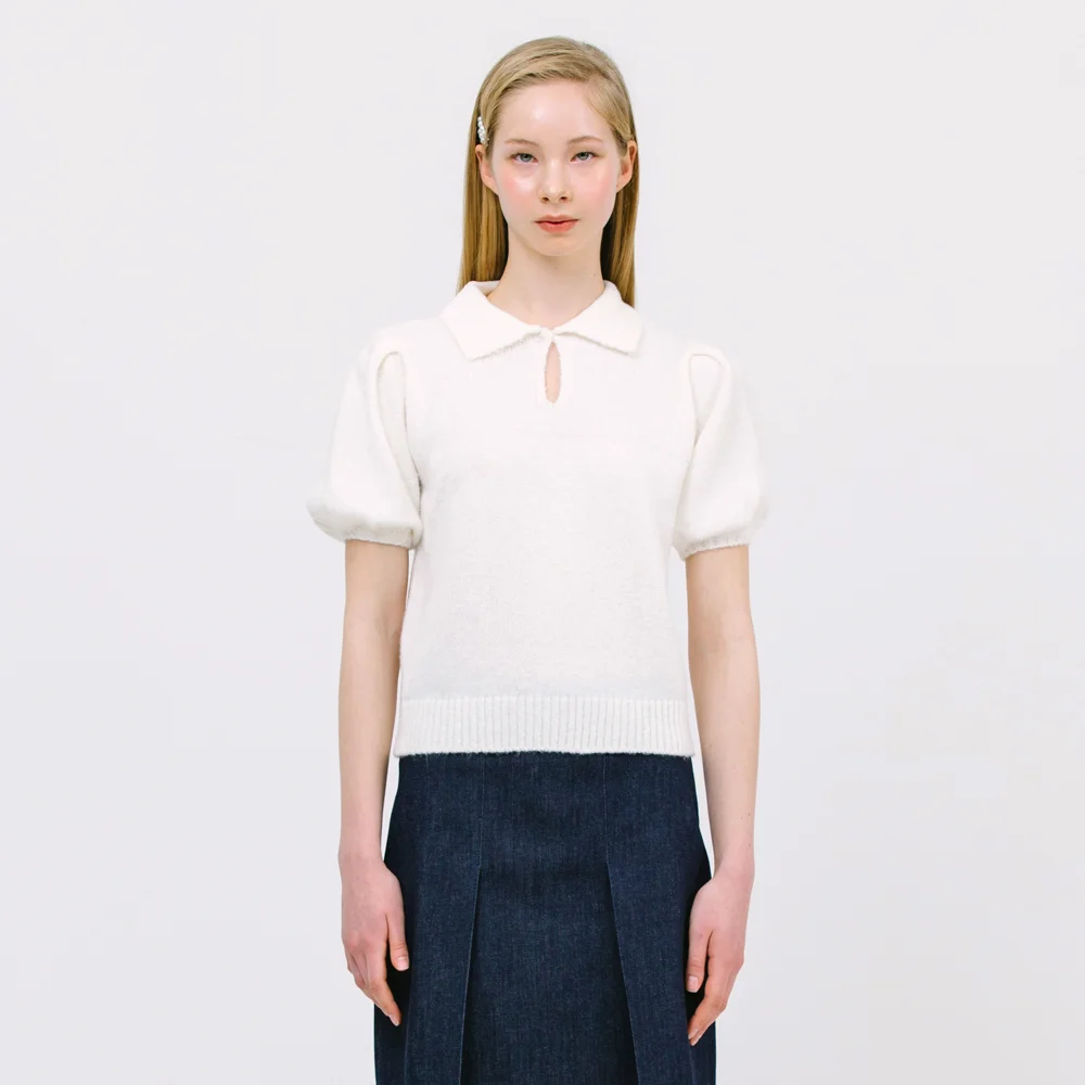 bon bon knit top_white