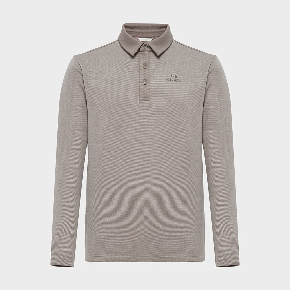 TWILL (斜紋) 男裝 長袖 Polo T恤_D/GRAYISH BEIGE_DMW25209JS