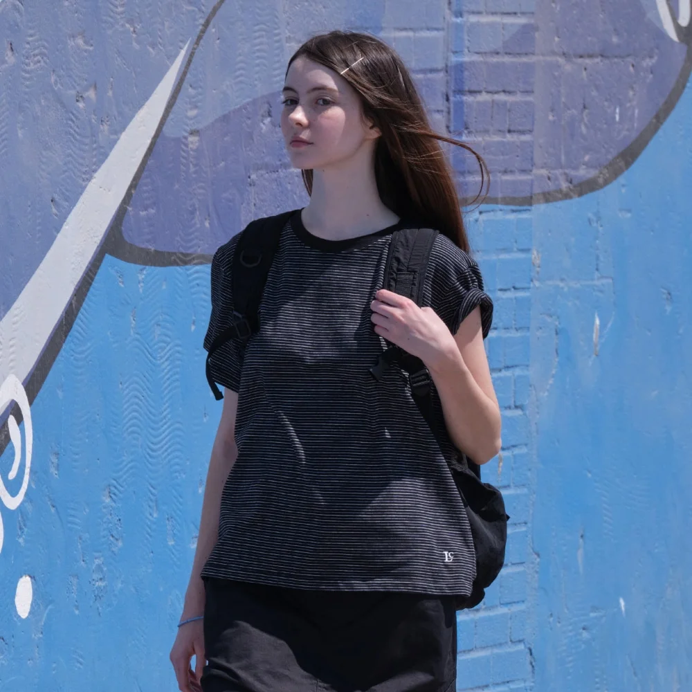 Lc STRIPED BASIC TEE_BLACK
