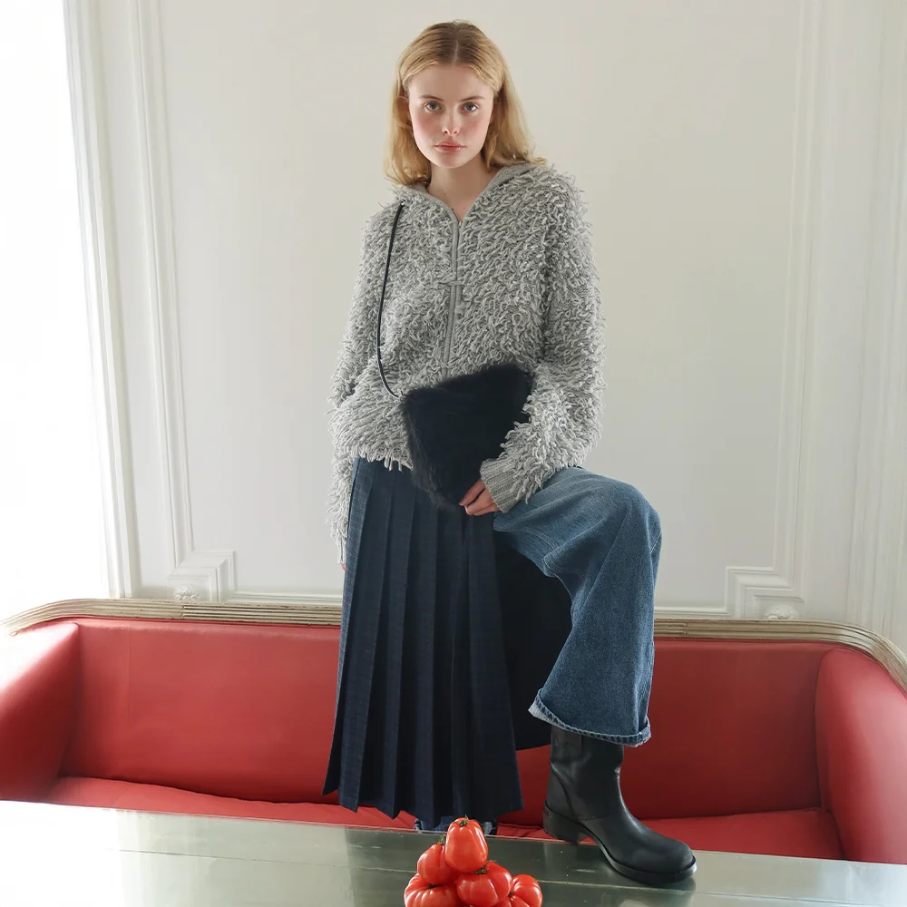 SN Pleated Wrap Skirt (Navy)