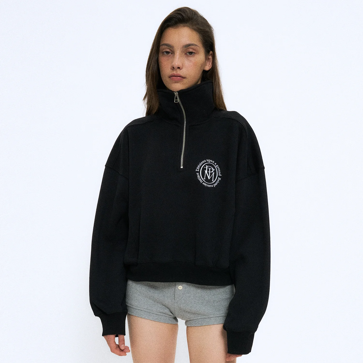 CLASSIC LOGO HALF ZIP-UP SWEATSHIRT_BLACK