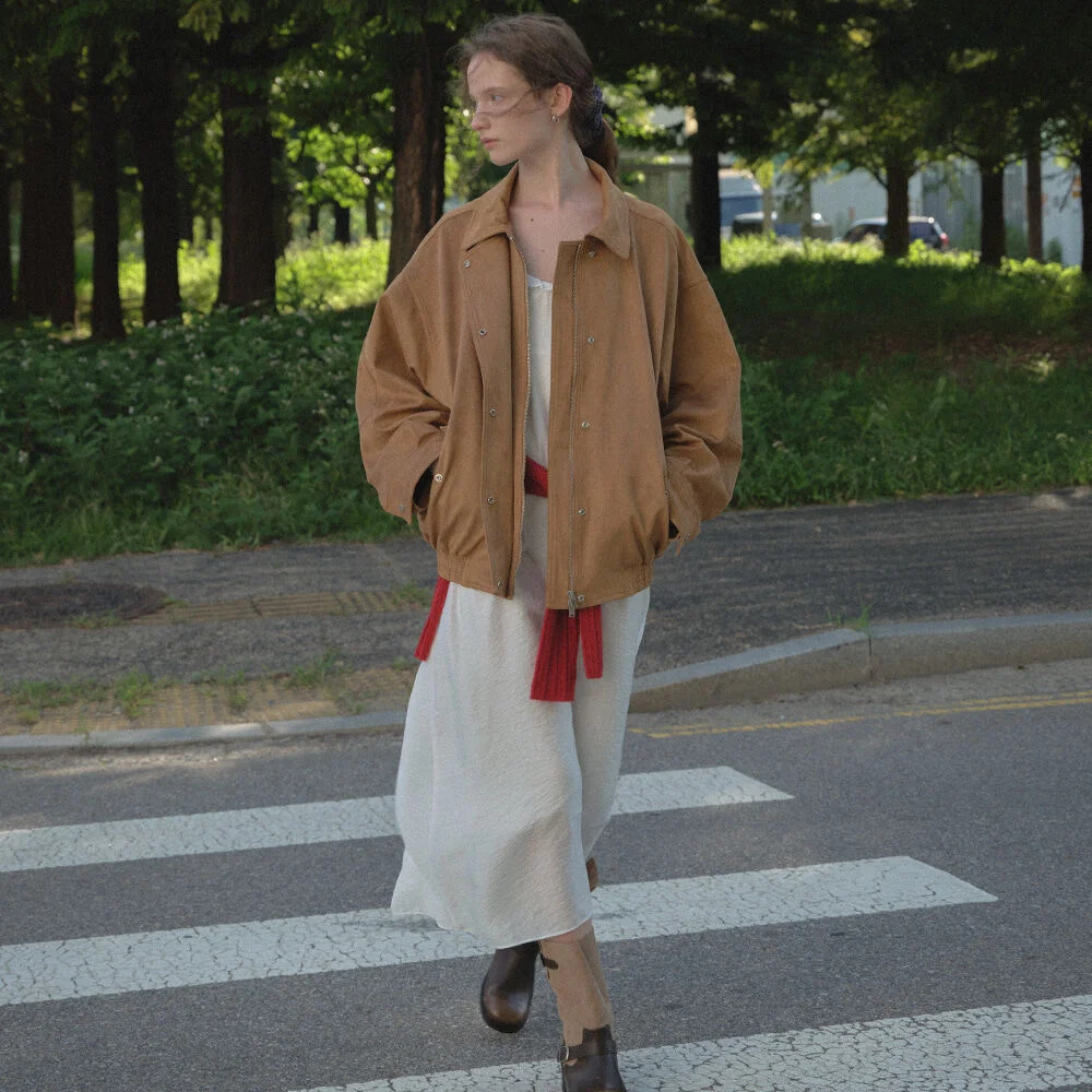 Suede double collar jumper _Camel