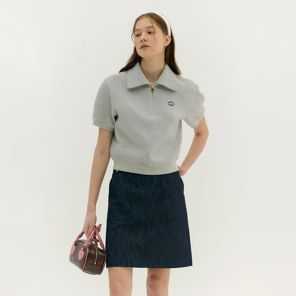 VOLUME HALF ZIP-UP SWEATSHIRT (ash gray)