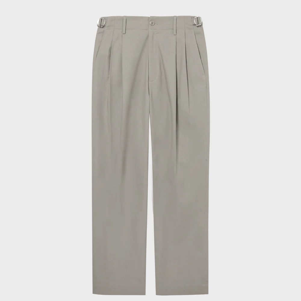 半 寬鬆版型 雙褶 亞麻 褲子_KHAKI BEIGE / NC-PS023021-20