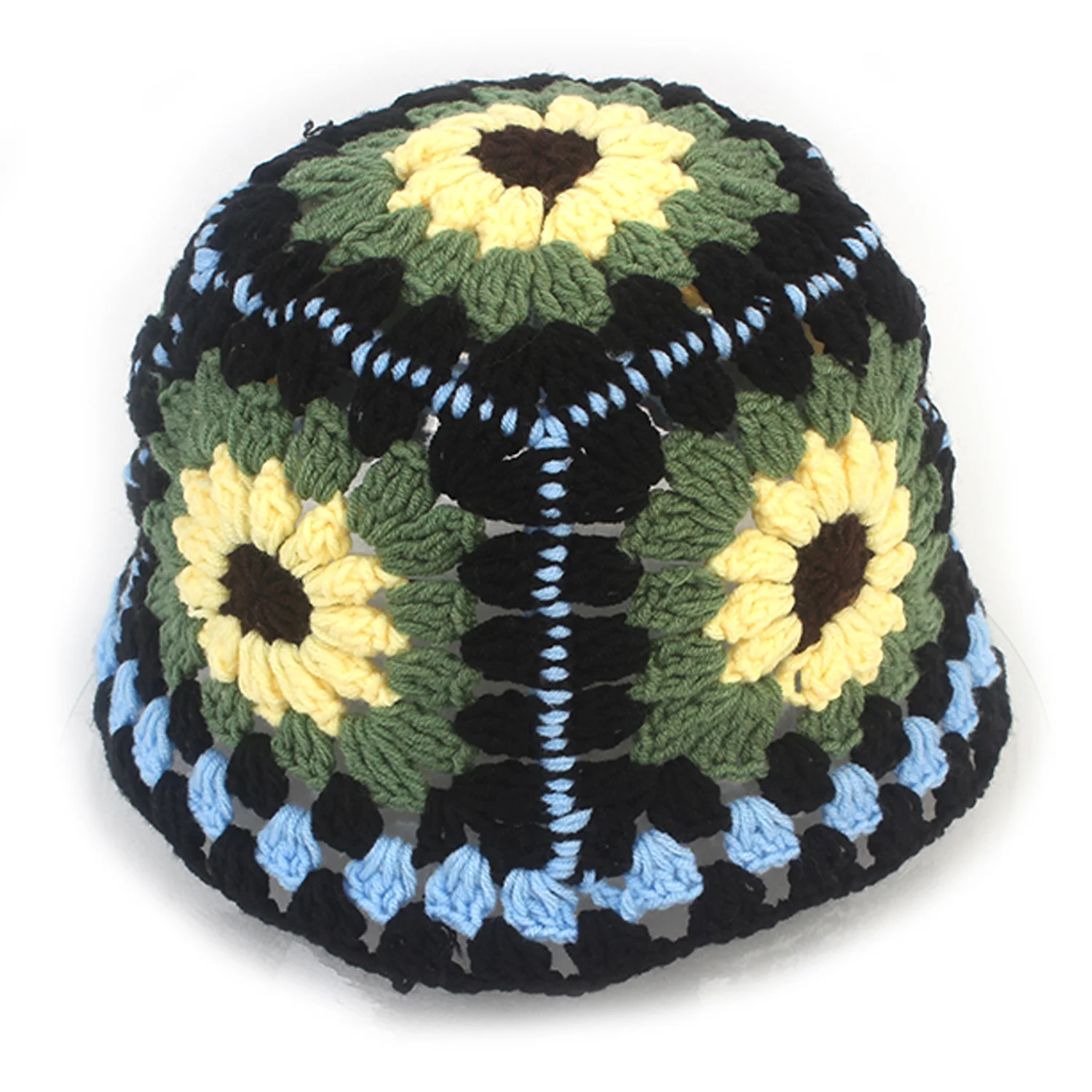 Flower Black Knit Short Bucket Hat 針織漁夫帽