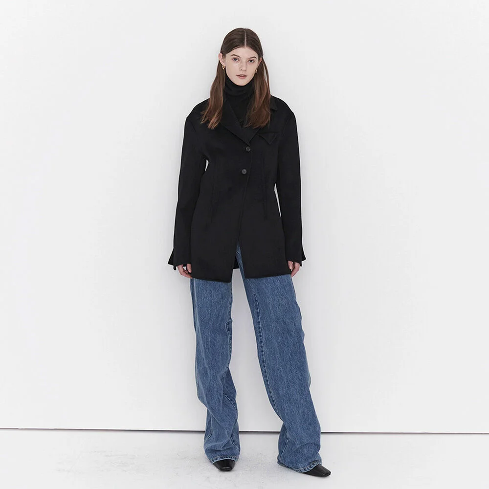 ANGLE POCKET HANDMADE JACKET (moat black)