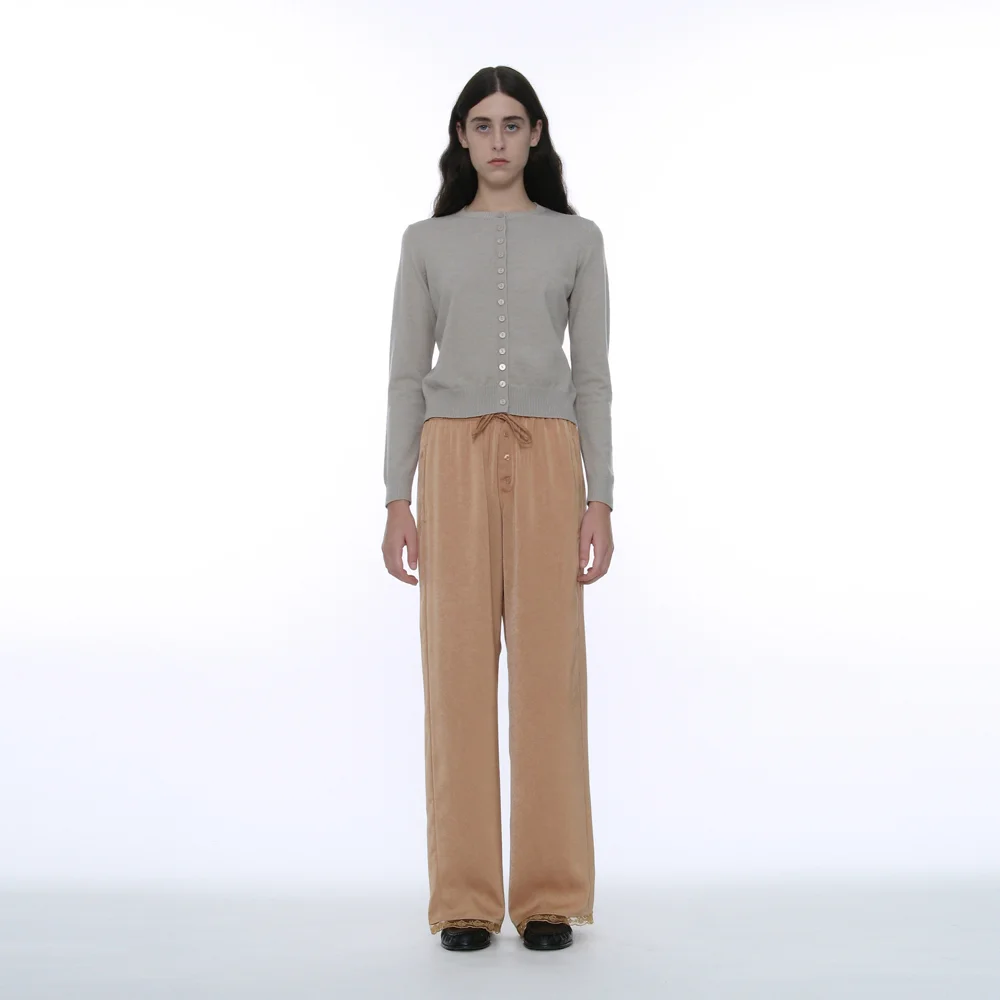PWC LACE TRIM SATIN PANTS_DUSTY ORANGE