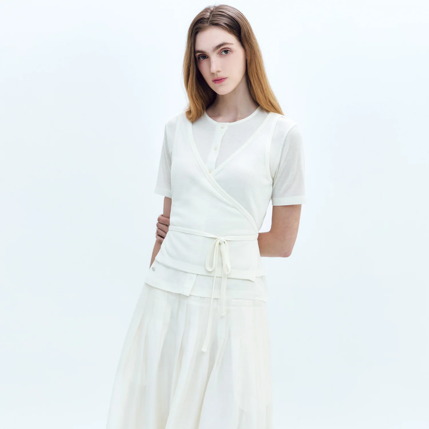 Wrap Bustier 2 in Half_SLV Cardigan IVORY