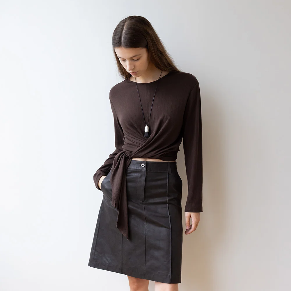 Wrap-Tie Long Sleeve T-shirts E802_93