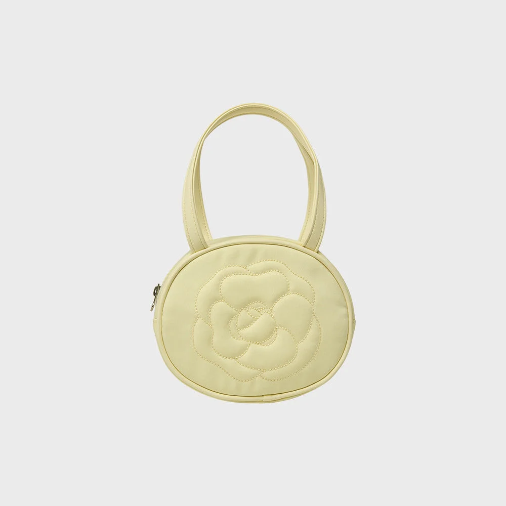ROSE STITCH ROUND BAG-YELLOW