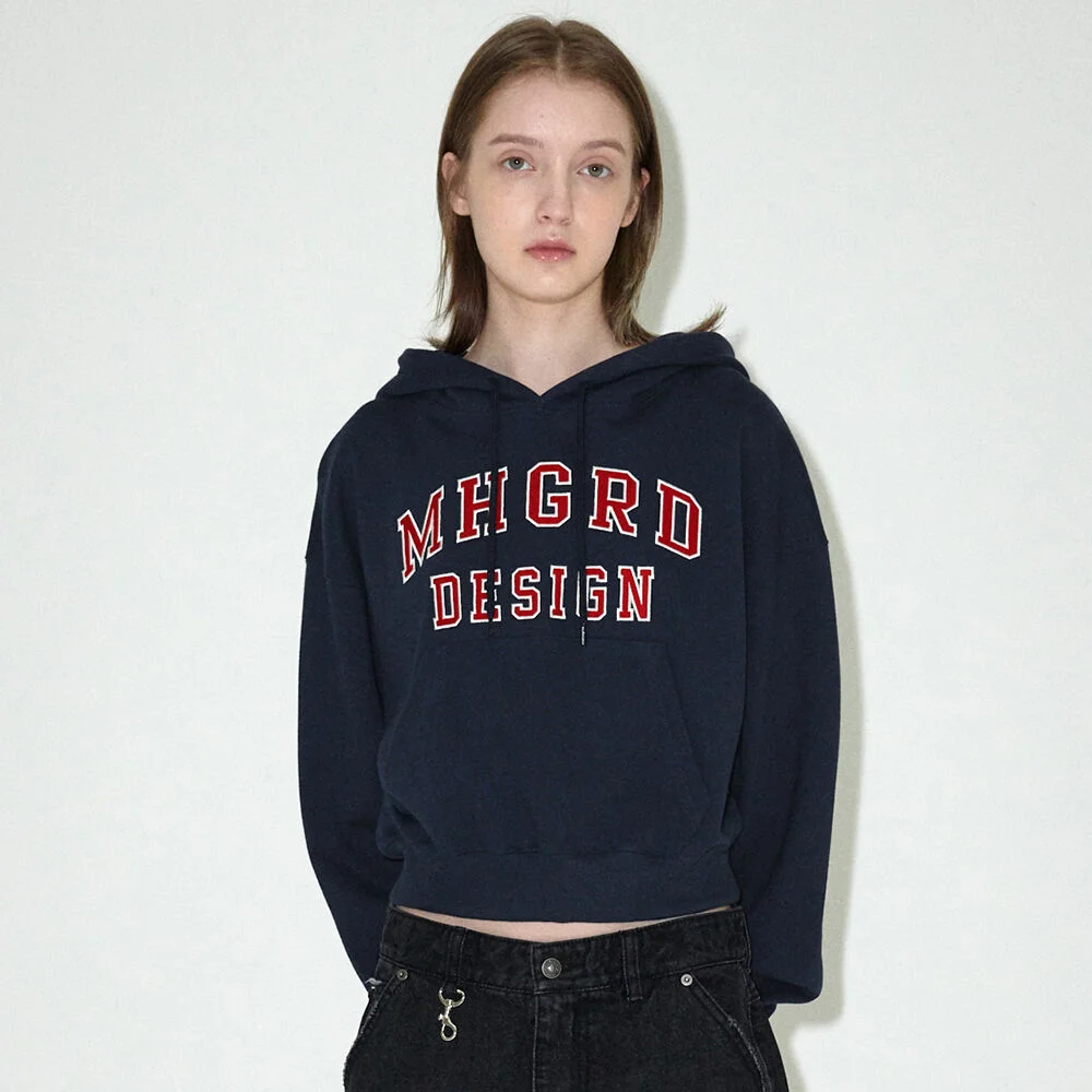 MHGRD APPLIQUE CROP HOODIE NAVY(MG2EFFM431A)