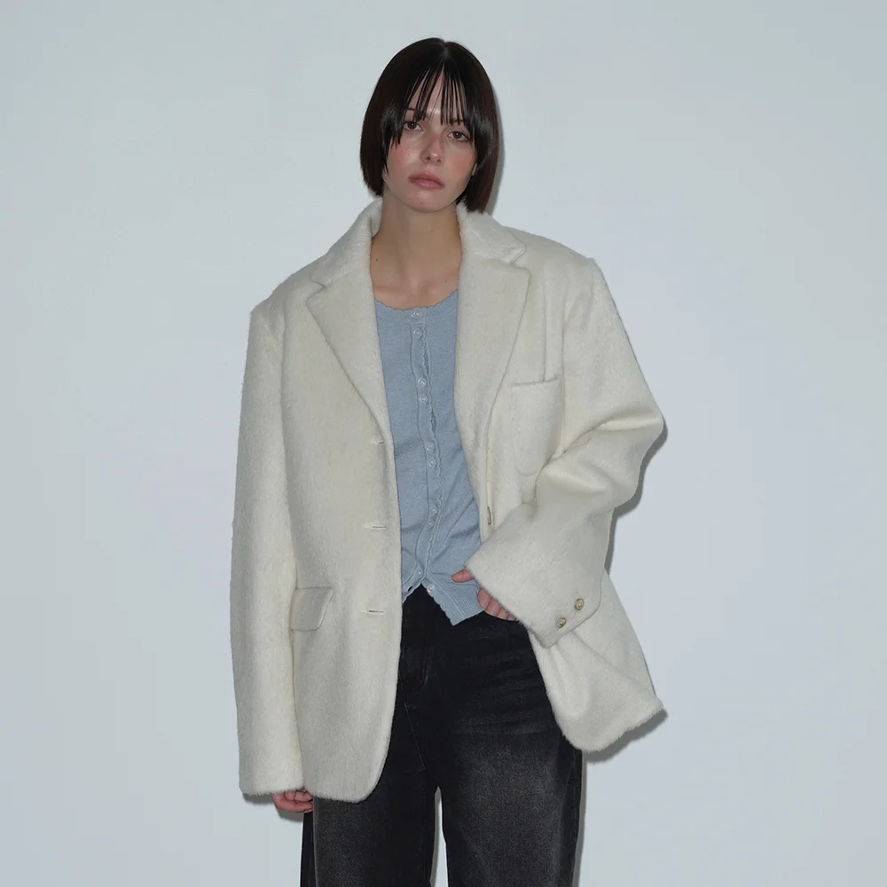 HAIRY WOOL JACKET (IVORY)