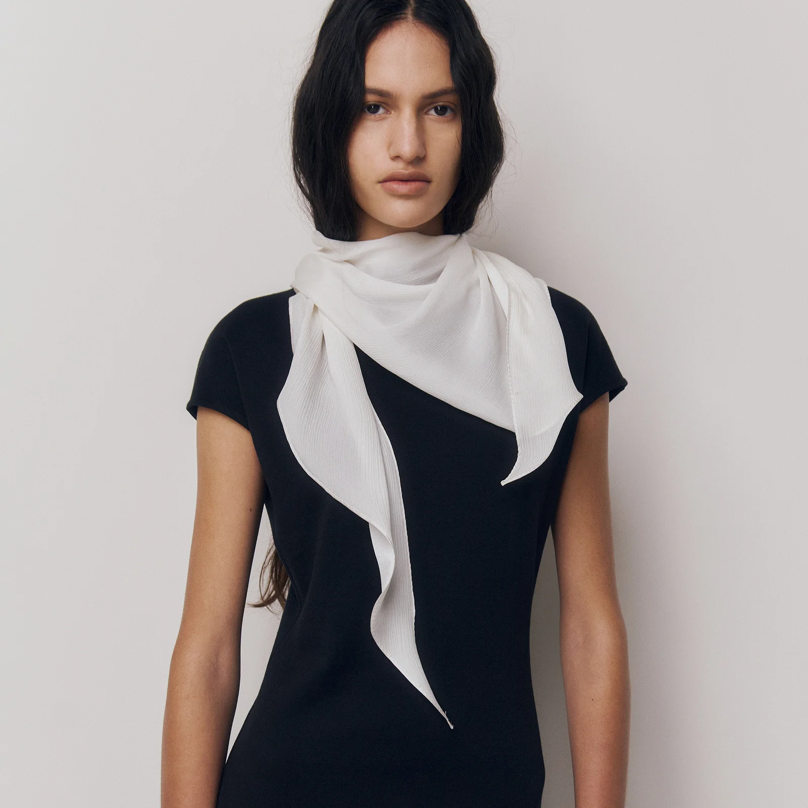 Silk Scarf 09 White