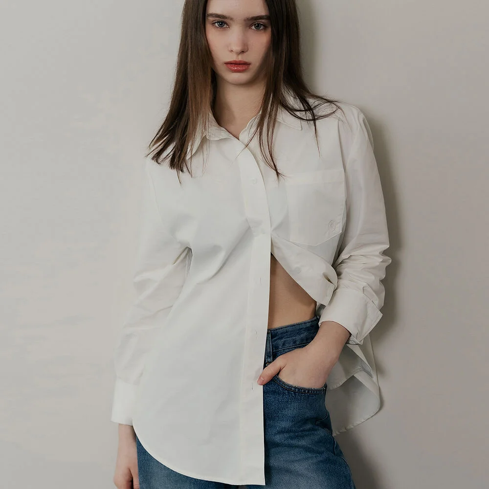 COTTON LOGO POCKET SHIRTS_WHITE