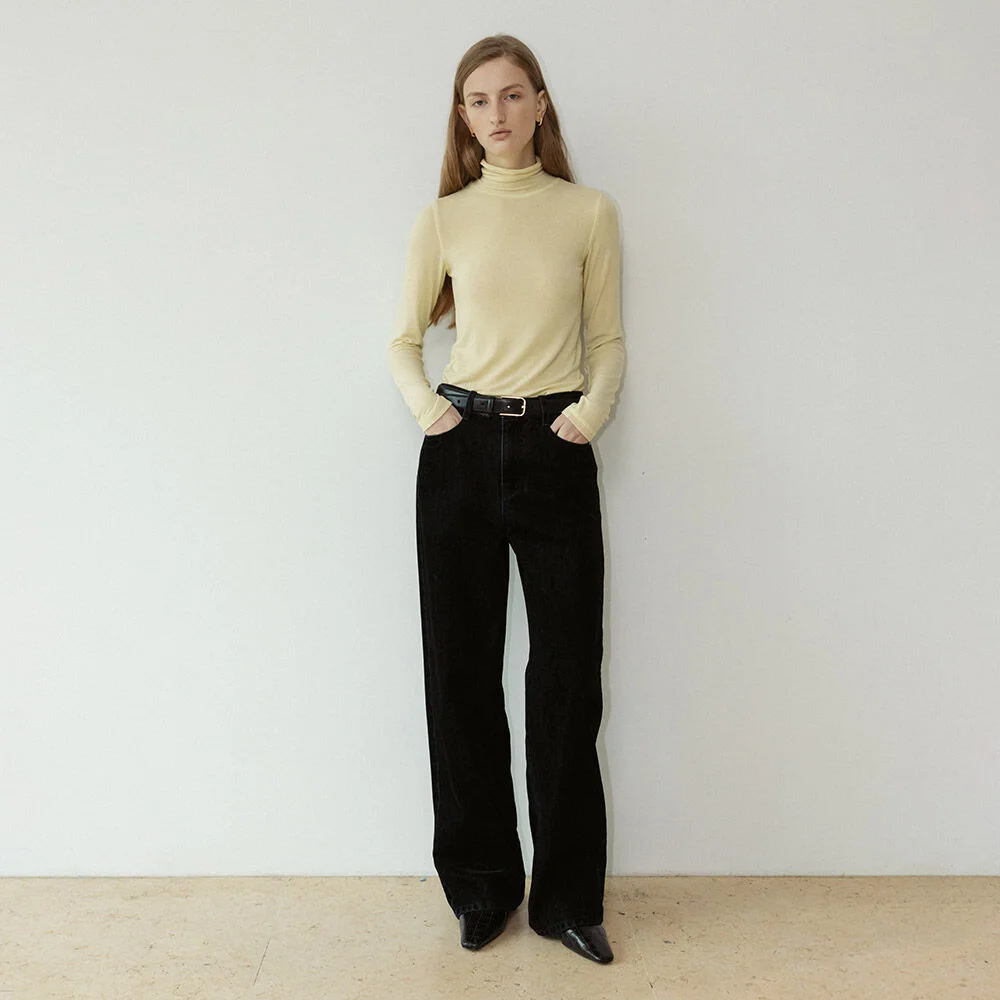 Velvet Wide Denim Pants SJ5WL414_2color